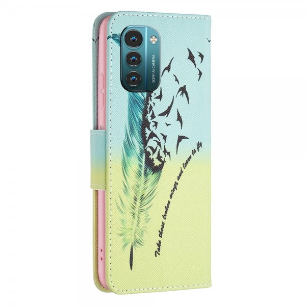 Nokia G11/G21 Etui Motiv Fjäder och Fugler