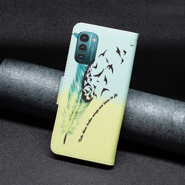 Nokia G11/G21 Etui Motiv Fjäder och Fugler