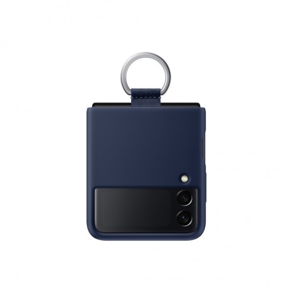 Original Galaxy Z Flip 3 Deksel Silicone Cover with Ring Navy