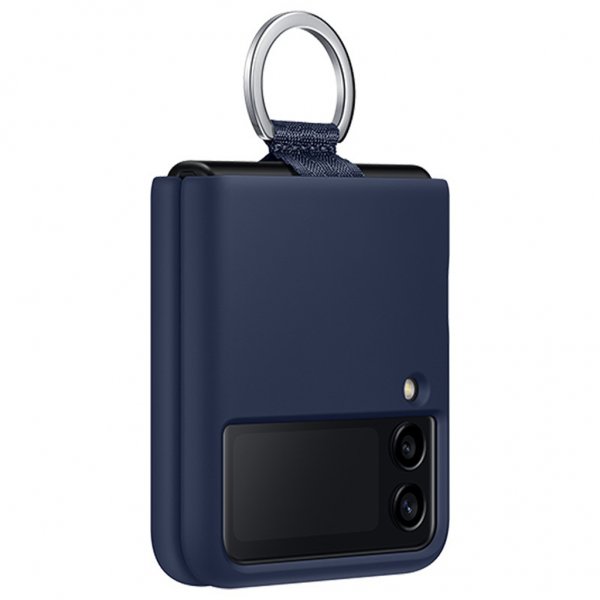 Original Galaxy Z Flip 3 Deksel Silicone Cover with Ring Navy