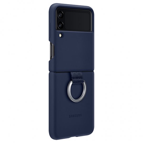 Original Galaxy Z Flip 3 Deksel Silicone Cover with Ring Navy