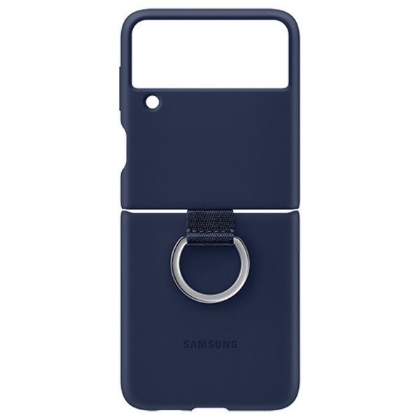 Original Galaxy Z Flip 3 Deksel Silicone Cover with Ring Navy