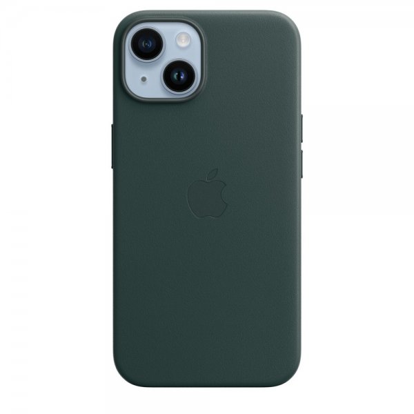 Original iPhone 14 Plus Deksel Leather Case MagSafe Skoggrønn