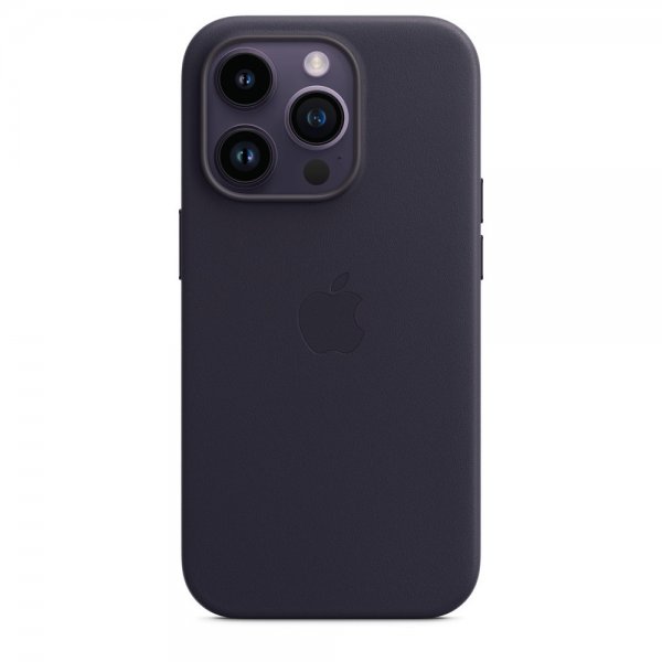 Original iPhone 14 Pro Max Deksel Leather Case MagSafe Svart Lilla