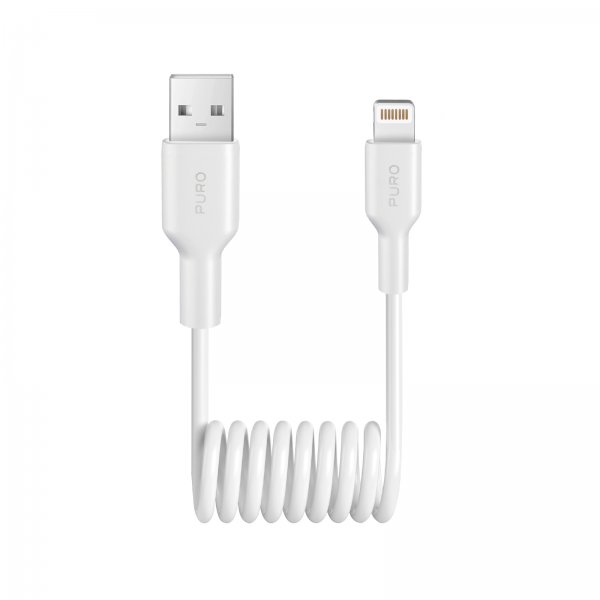 Kabel Spiral Lightning til USB-A 1m Hvit