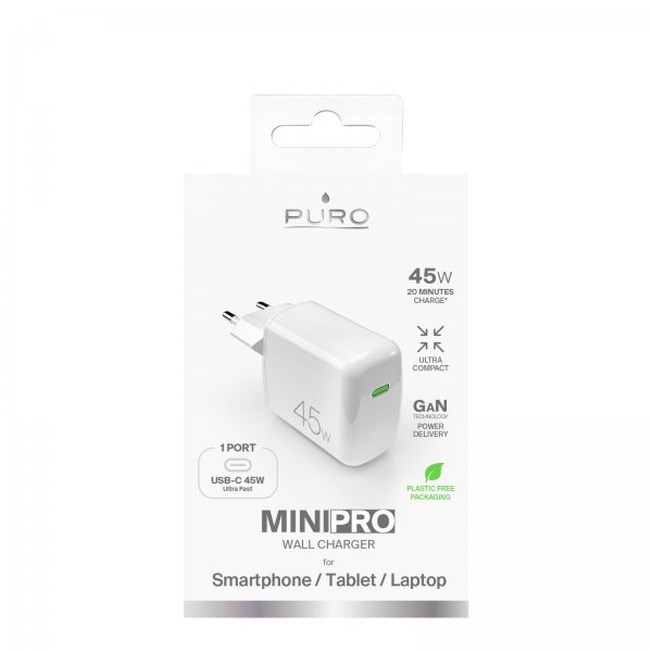 Lader MiniPro GaN 45W USB-C Hvit