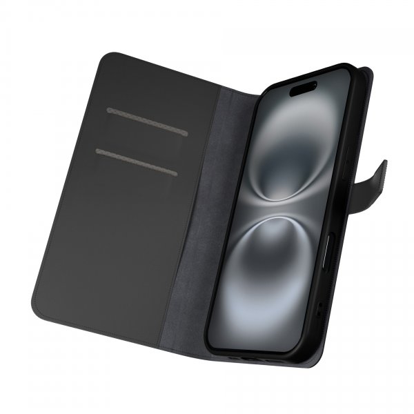 iPhone 16 Pro Etui Wallet Stand Svart