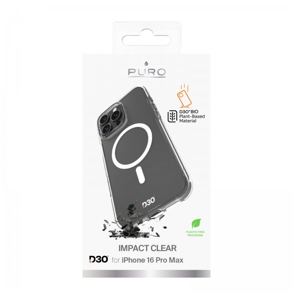 iPhone 16 Pro Max Deksel Impact Clear D3O MagSafe Transparent