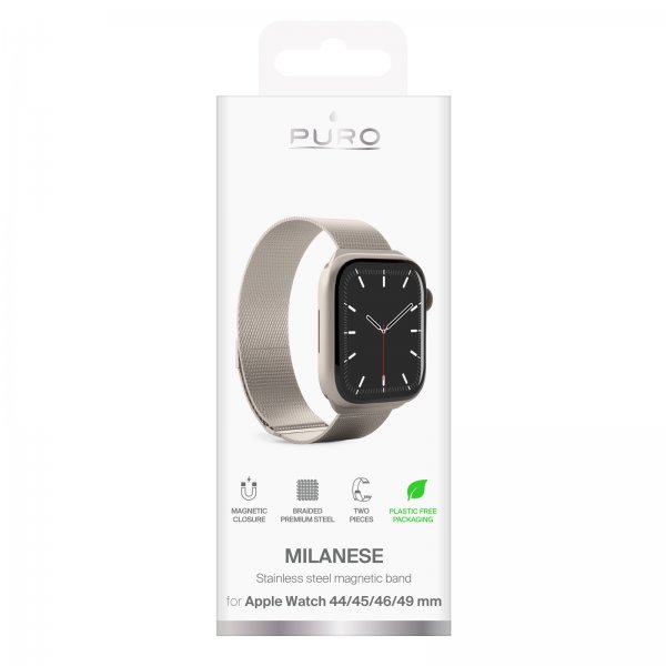 Apple Watch 44/45/46mm/Ultra 49mm Armbånd Milanese Champagne