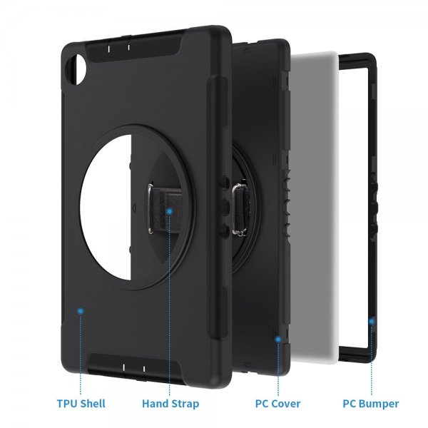 Lenovo Tab M10 Plus TB-X606F Deksel Rainproof Rugged Case Hand Strap Kickstand