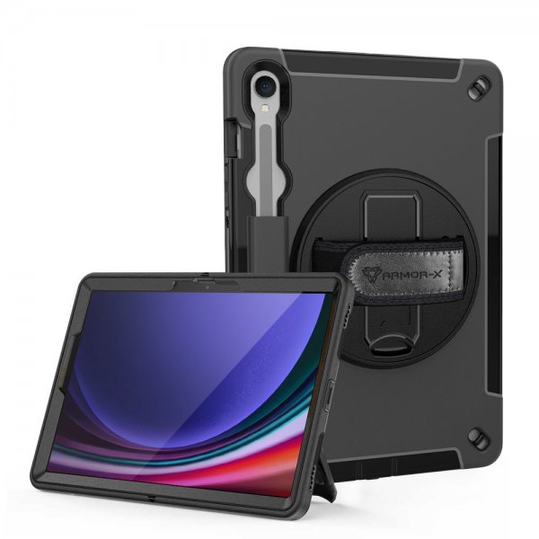 Samsung Galaxy Tab S9 Deksel Rainproof Rugged Case Hand Strap Kickstand