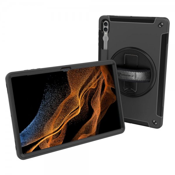 Samsung Galaxy Tab S9 Ultra Deksel Rainproof Rugged Case Hand Strap Kickstand