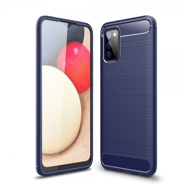 Samsung Galaxy A02s Deksel Børstet Karbonfibertekstur Blå