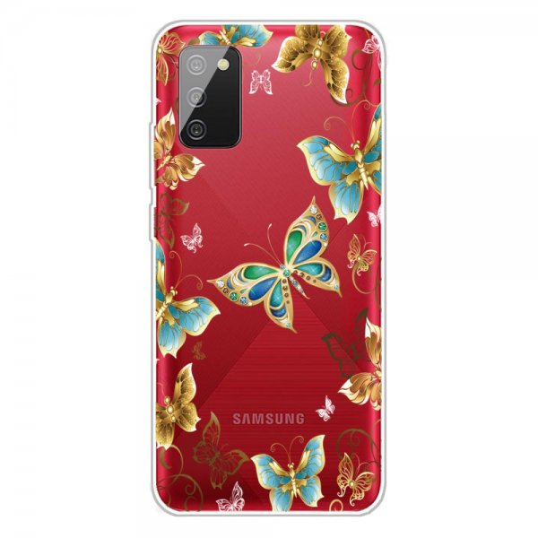 Samsung Galaxy A02s Deksel Motiv Gull Sommerfugl