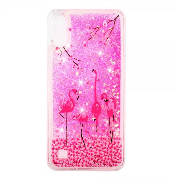 Samsung Galaxy A10 Deksel Glitter Motiv Flamingo