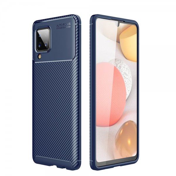 Samsung Galaxy A12 Deksel Karbonfibertekstur Blå