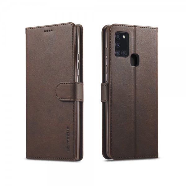 Samsung Galaxy A21s Etui med Kortlomme Stativfunksjon Mörkbrun