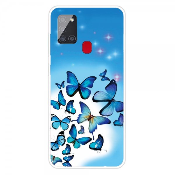 Samsung Galaxy A21s Deksel Motiv Blåa Fjärilar