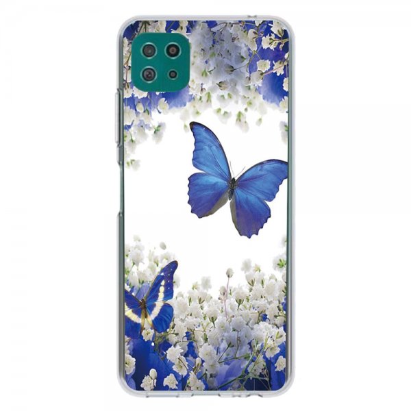 Samsung Galaxy A22 5G Deksel Motiv Blåa Sommerfugler