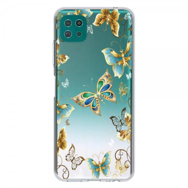 Samsung Galaxy A22 5G Deksel Motiv Gylden Sommerfugler