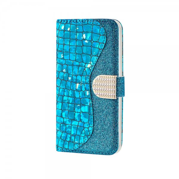Samsung Galaxy A40 Etui Krokodillemønster Glitter Blå