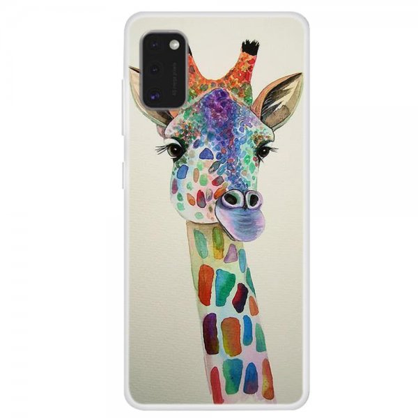 Samsung Galaxy A41 Deksel Motiv Färgglad Giraff