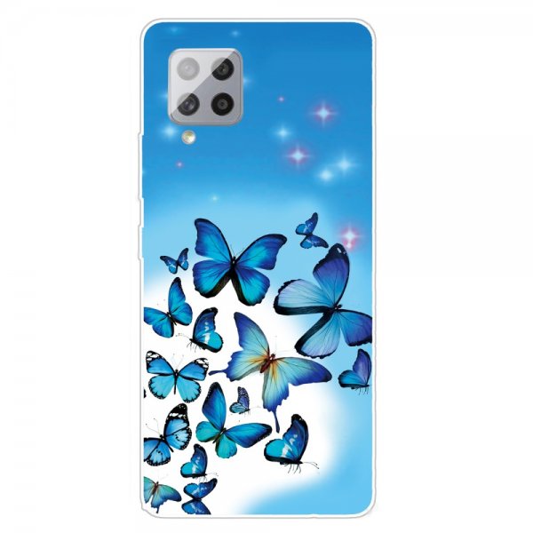 Samsung Galaxy A42 5G Deksel Motiv Blåa Fjärilar