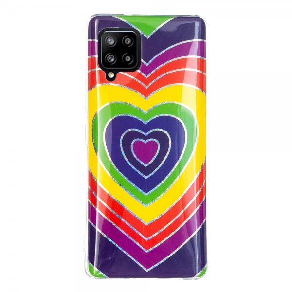 Samsung Galaxy A42 5G Deksel Motiv Fargerik Hjertemønster