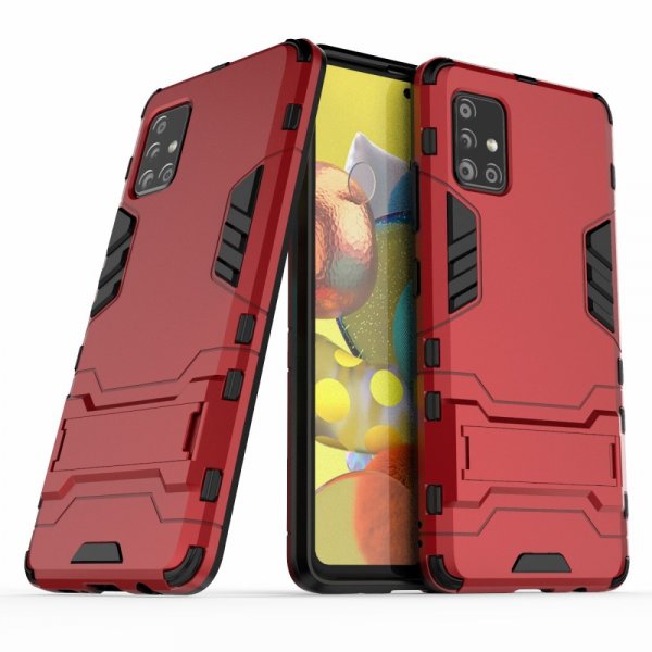 Samsung Galaxy A51 5G Deksel Armor Stativfunksjon Rød