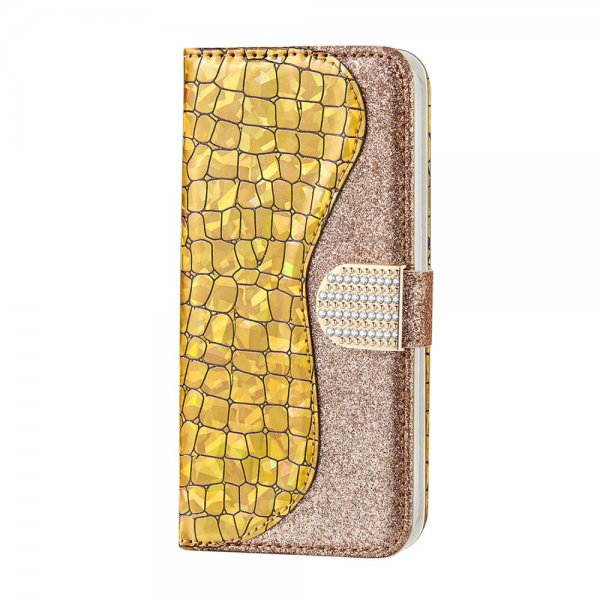 Samsung Galaxy A51 Etui Krokodillemønster Glitter Gull