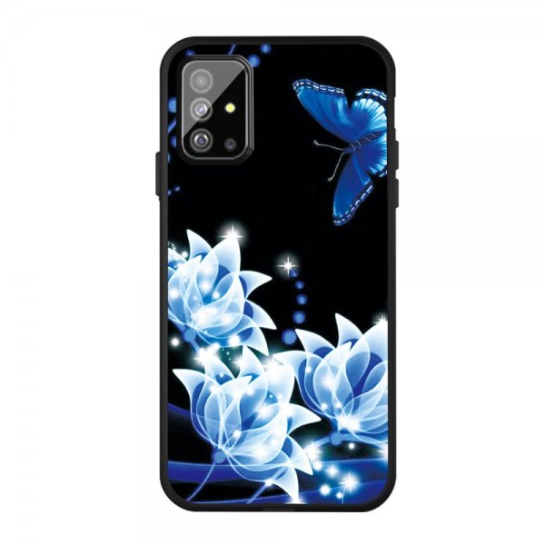 Samsung Galaxy A51 Deksel Motiv Blå Fjäril och Blommor