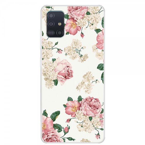 Samsung Galaxy A51 Deksel Motiv Blommor på Hvitt