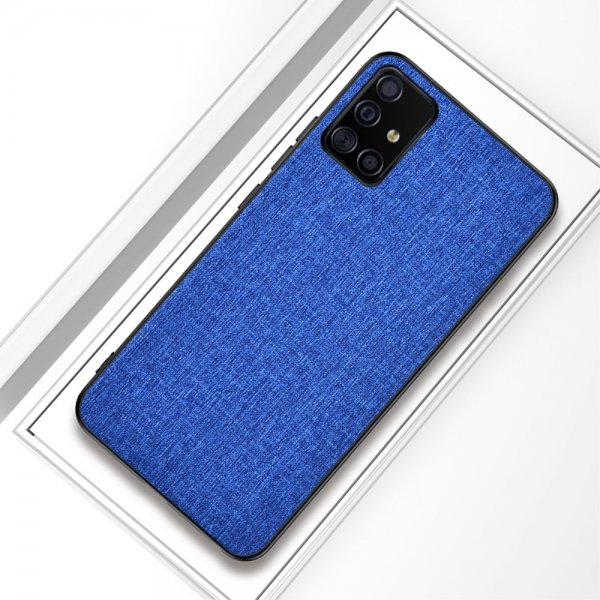 Samsung Galaxy A51 Deksel Stofftextur Mörkblå