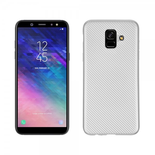 Samsung Galaxy A6 2018 MobilDeksel Karbonfibertekstur Sølv