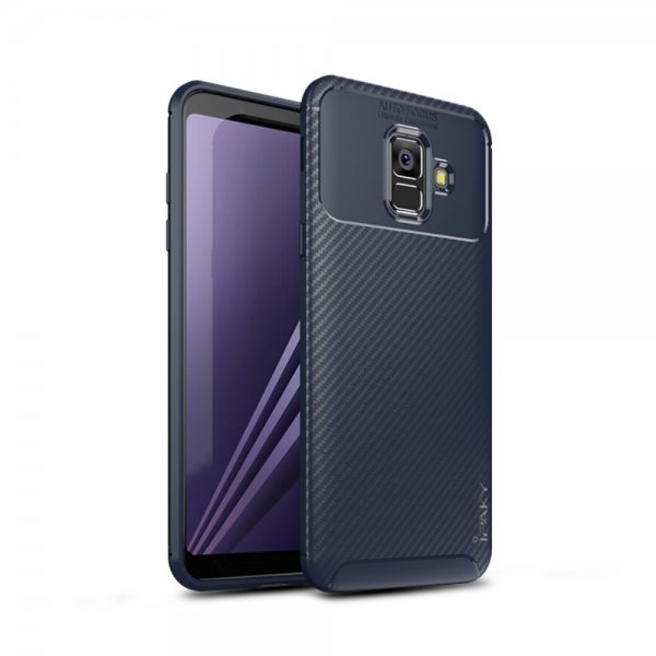 Samsung Galaxy A6 2018 MobilDeksel TPU Karbonfibertekstur Blå