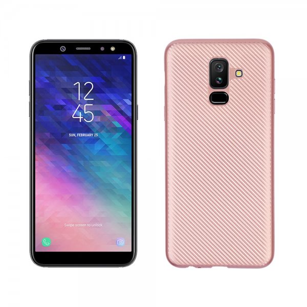 Samsung Galaxy A6 Plus 2018 MobilDeksel Karbonfiber Design RoseGUll