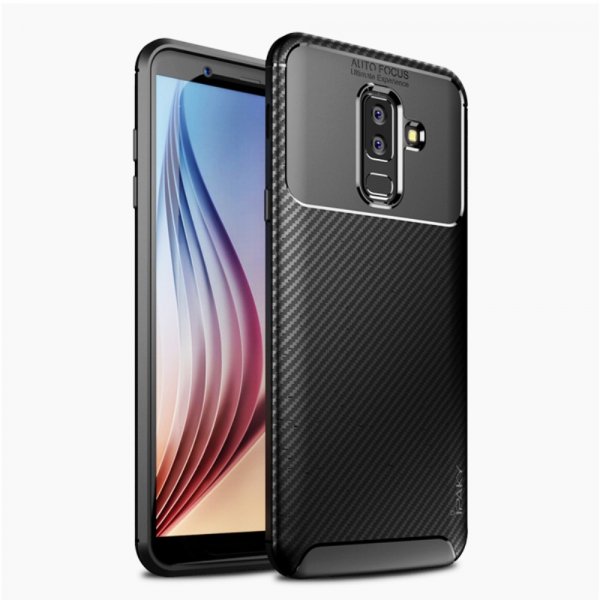 Samsung Galaxy A6 Plus 2018 MobilDeksel TPU Karbonfibertekstur Svart