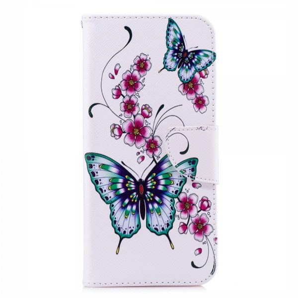 Samsung Galaxy A6 Plus 2018 PlånboksEtui Motiv Fjärilar Blommor