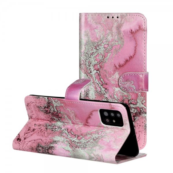 Samsung Galaxy A71 Etui Motiv Rosa Grå Marmor