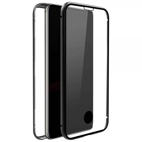 Samsung Galaxy A71 Deksel 360° Real Glass Case Svart Transparent