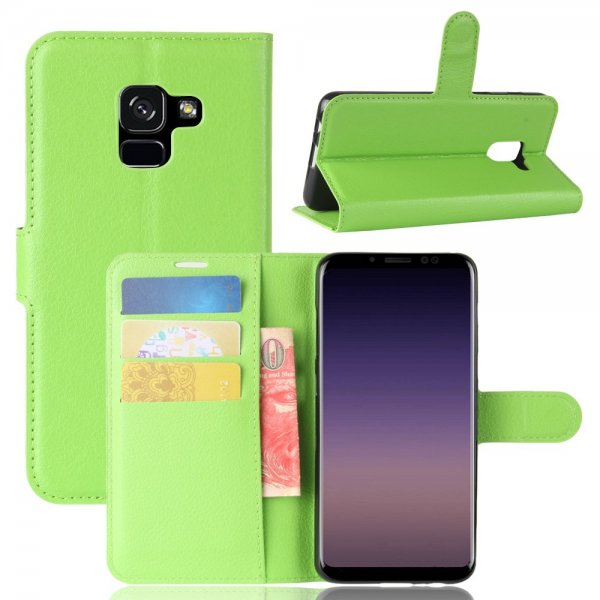 Samsung Galaxy A8 2018 Plånboksetui PU-skinn Litchi Grønn