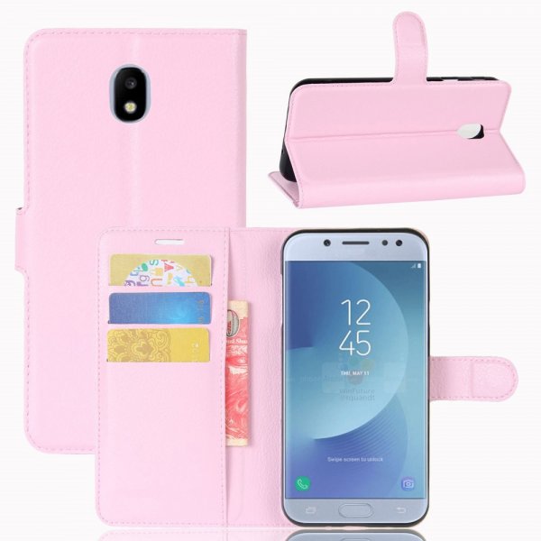 Samsung Galaxy J3 2017 PlånboksEtui Litchi PU-skinn Rosa
