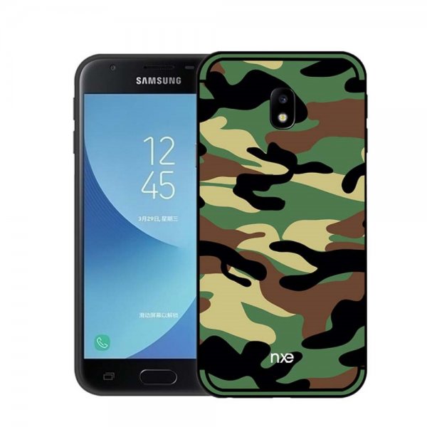 Samsung Galaxy J3 2017 Deksel med Stativ Camouflage HardPlast TPU Grønn