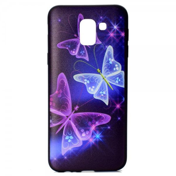 Samsung Galaxy J6 2018 Deksel TPU Motiv Glitter Fjärilar