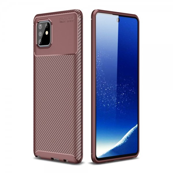 Samsung Galaxy Note 10 Lite Deksel Karbonfibertekstur Brun