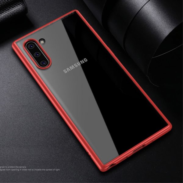 Samsung Galaxy Note 10 Deksel Hardplast TPU Klar Rød