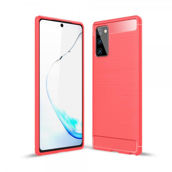 Samsung Galaxy Note 20 Deksel Børstet Karbonfibertekstur Rød