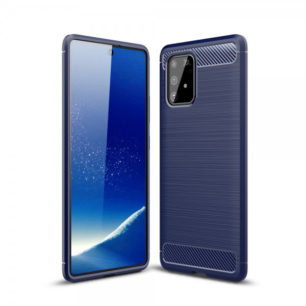 Samsung Galaxy S10 Lite Deksel Børstet Karbonfibertekstur Mörkblå