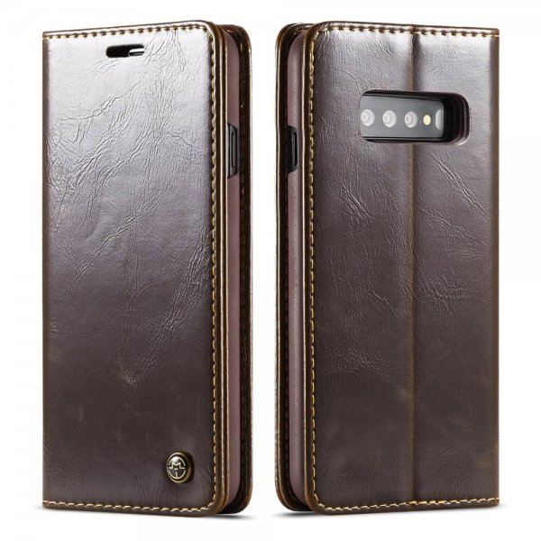 Samsung Galaxy S10 Plus Plånboksetui Retro Vokset PU-skinn Brun