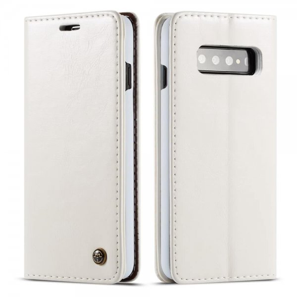 Samsung Galaxy S10 Plus Plånboksetui Retro Vokset PU-skinn Hvit